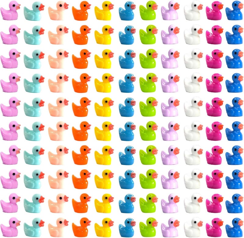 Cidinge 110 Pieces Mini Resin Ducks Tiny Duck Miniature Figures Charms Ornament Potted Garden for Party, DIY Micro Landscape Decorations, Aquarium Ornaments - Image 1